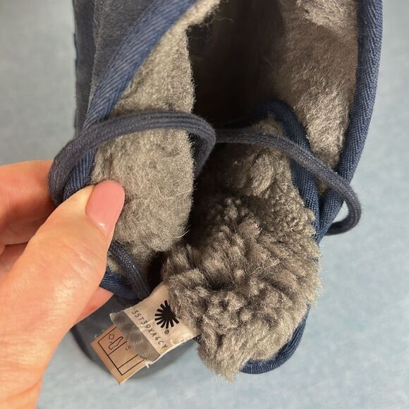 UGG Navy Blue Neumel Suede Chukka Boots Charcoal Sherpa Lined Size 10 - Picture 11 of 12